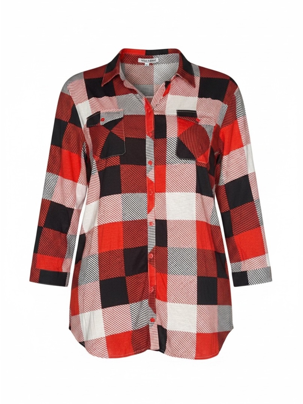 White Mark Red Black & White Plaid Button-Up Shirt